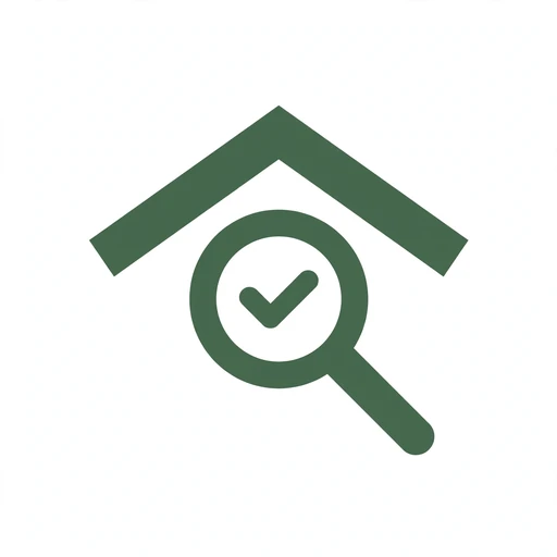 Clipboard and magnifier icon for roof inspection service