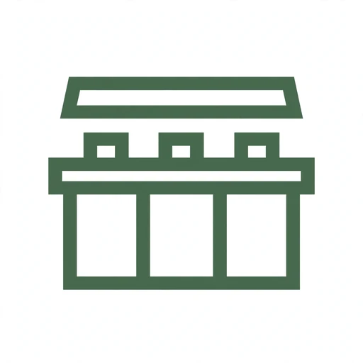 Flat commercial building icon for commercial roofing service