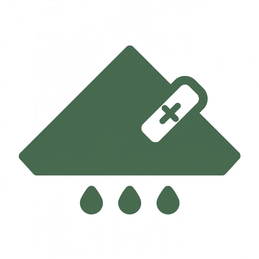 Storm cloud over rooftop icon for storm damage roof repair